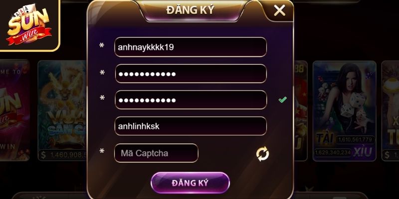 Đăng ký sunwin86 2 Hoàn thiện đăng ký bằng cách xác nhận thông tin